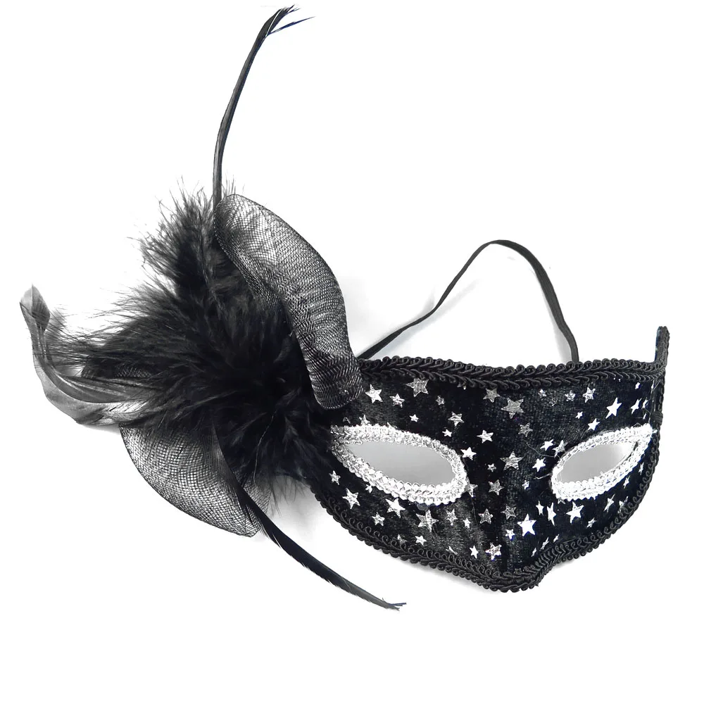 Velvetstarbowtie 18 шт. Вечерние Маски серебряная звезда перо украшение девичник день рождения курица невесты год Хэллоуин события вечерние принадлежности - Цвет: Velvetstarbowtie