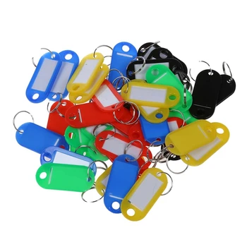 

40 Pcs Split Ring Colorful Plastic ID Tags Name Card Label Key Holder