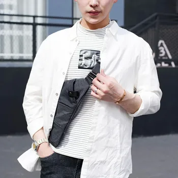

Size 2 of Right Hand and Left Hand Fashion Canvas Shoulder Bags Diagonal The Single Shoulder Bag for Men (Color: Grey)