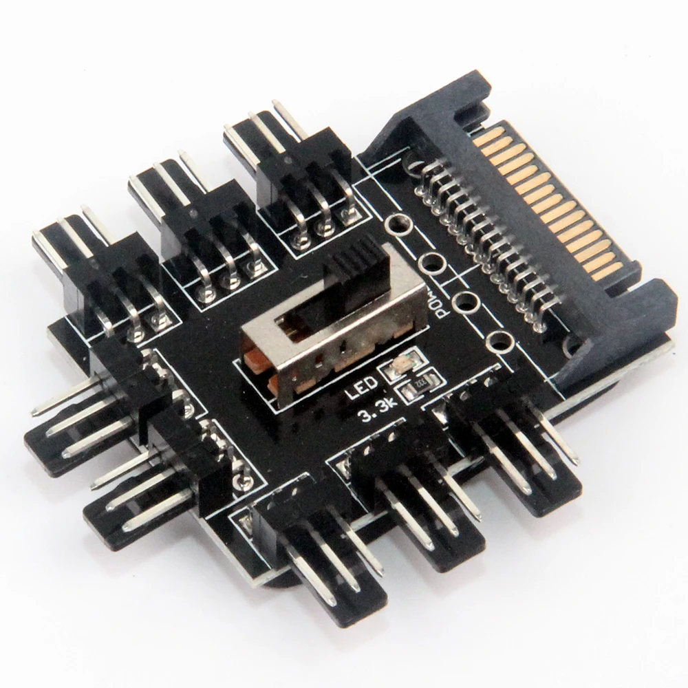 1 to 8 3Pin Fan Hub Pwm Sata Molex Splitter PC Mining Cable 12V Power Suppply Cooler Cooling Speed Controller Adapter