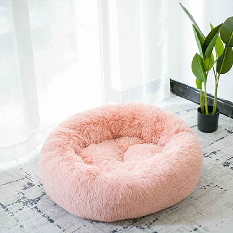 pink Удобные товары для животных, Круглая Большая корзина для собак, домик для домашних животных, подушка, коврик для кошек, корзина для собак, кровать, собачья будка - Цвет: pink