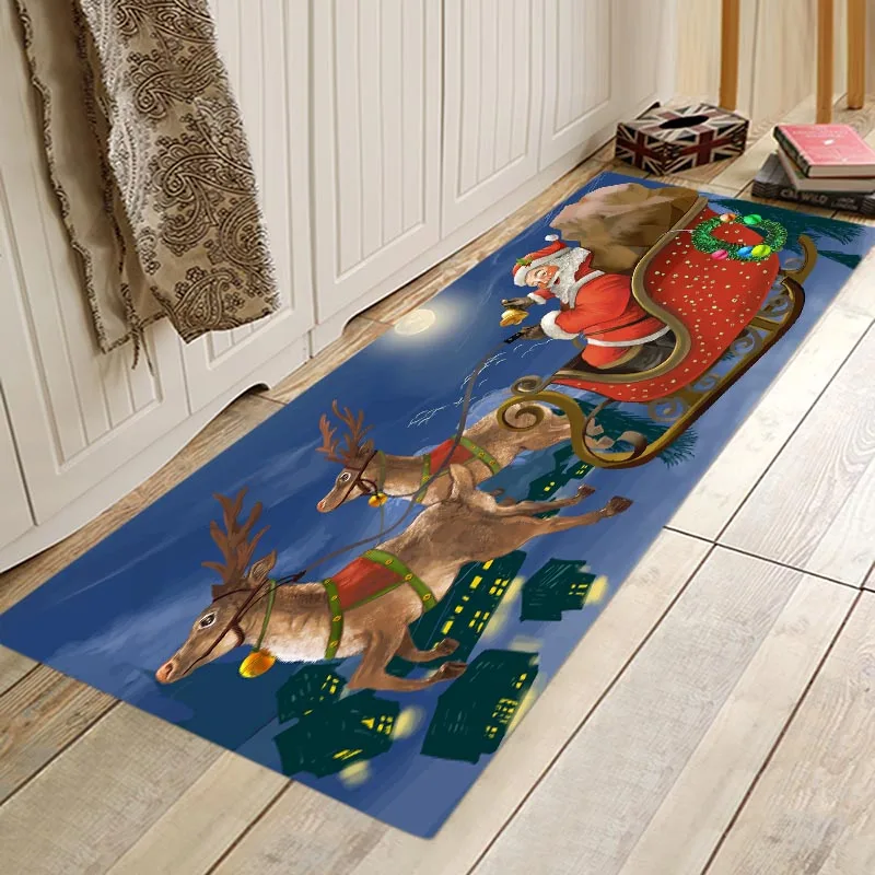 Christmas mat d Рождественский коврик, Рождественский праздничный коврик, рождественские вечерние коврики, домашний фланелевый нескользящий абсорбирующий мягкий коврик - Цвет: Christmas mat d