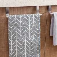 1pc Stainless Steel Towel Rack Bathroom Towel Holder Stand Kitchen Cabinet Door Hanging Organizer Shelf Wall Mounted Towel Bar 2