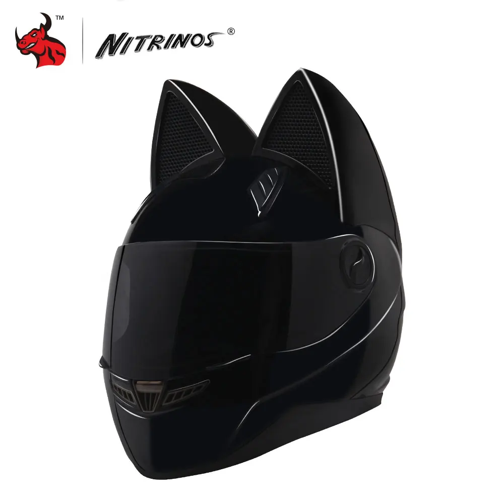 NITRINOS мотоциклетный шлем женская личность мотошлем черный шлем полный уход за кожей лица Moto шлем модный мотоциклетный шлем