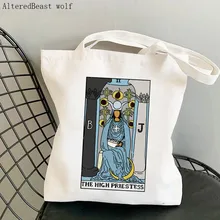 

Women Shopper bag The High Priestess Tarot Card Bag Harajuku Shopping Canvas Shopper Bag girl handbag Tote Shoulder Lady Bag