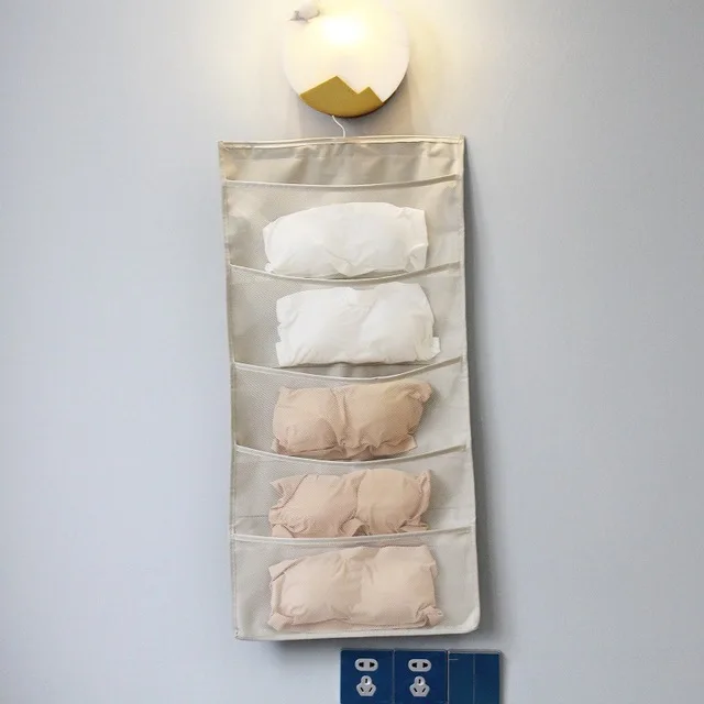 02 creamy-white Горячее предложение! Распродажа! Многофункциональная прозрачная подвесная сумка для носков, бюстгальтера, нижнего белья, вешалка, органайзер для хранения, новинка, Прямая, подвесной Органайзер - Цвет: 02 creamy-white