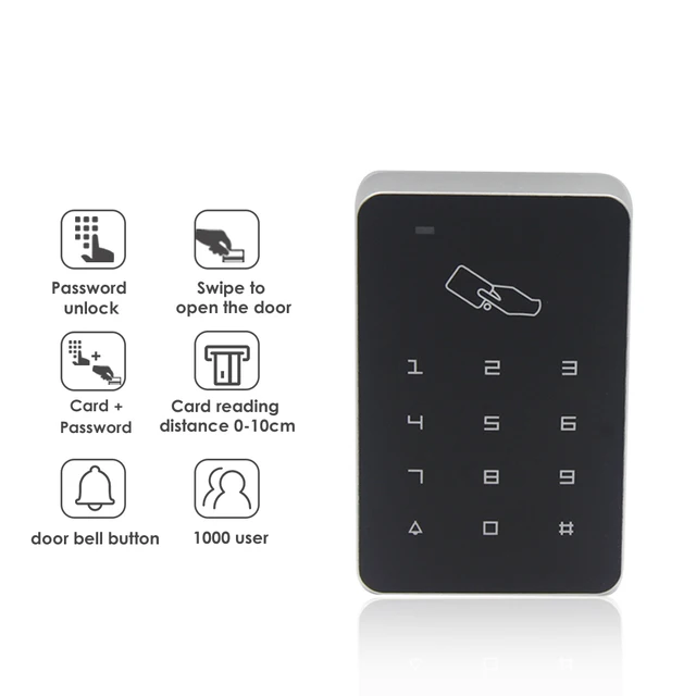 125khz RFID Digital Keypad Access Control System Door Lock Controller RFID card reader RFID Keypad Touch Access Control System 2