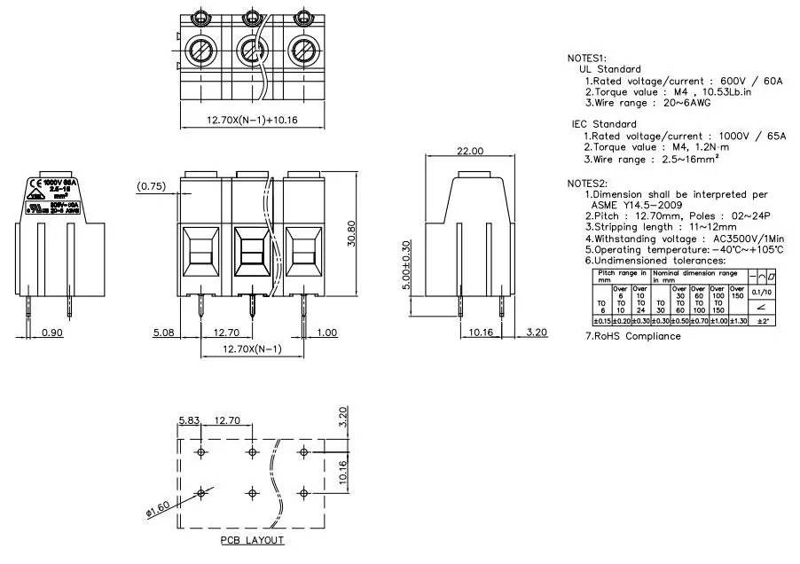 KF136HT 12,7 1P~ 12P PCB универсальные Винтовые клеммные блоки DG136HT 12,7 мм 1PIN~ 12PIN MKDSP 10HV/2-12,7 PHOENIX DEGSON KEFA