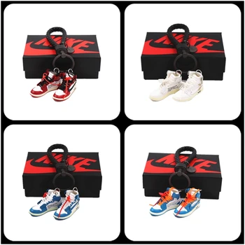 

OFF-WHITE personality creative pendant keychain 3d stereo basketball shoe model car key chain couple Christmas gift（2pcs）