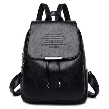 

2019 Women Leather Backpacks Vintage Female Shoulder Bag Sac a Dos Travel Ladies Bagpack Mochilas School Bags For Girls Preppy