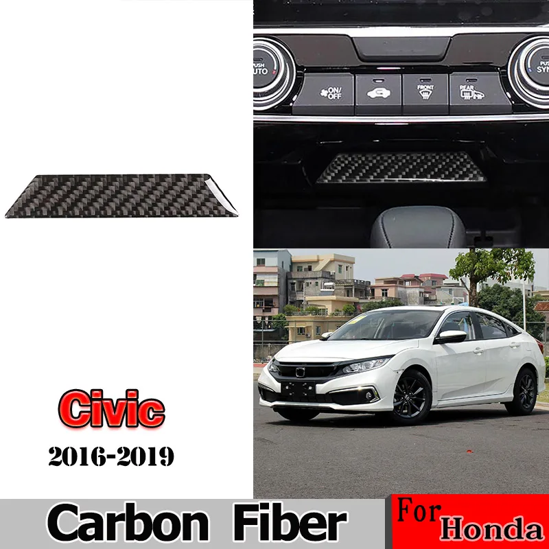 

For Honda Civic (FC/FK) 2016-2019 Real Carbon Fiber 3D Sticker Center Console Storage Box Trim Cover Interior Car Accessories