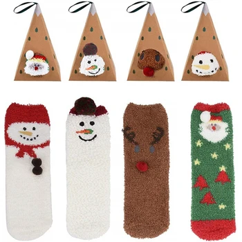 

4 Pairs Holiday Plush Slipper Socks Cozy Xmas Sock Winter Warm Thick Home Socks for Women Girls Gift new