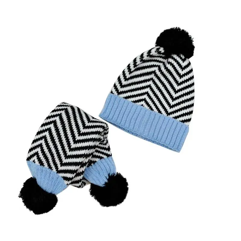 Newborn Baby Winter Warm Cap Scarf Set Cute Knitted Antlers Neck Warmer Cap Suit Infants Protect Boy Girl Kids Hat and Scarf Set - Color: B2 1-5 years
