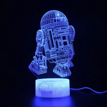 Star Wars R2D2 Projection Lamp Children Gifts Bedroom Remote Control Nightlight 3d Table Sleep Light Decoration