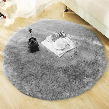 

Fluffy Round Rug Carpets for Living Room Decor Faux Fur Rugs Kids Room Long Plush Rugs for Bedroom Shaggy Area Rug Non-slip Mats