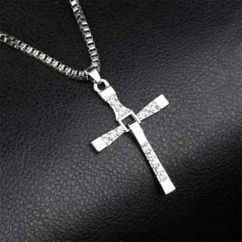 

Fashion punk cross retro star with the same temperament long necklace micro-inlaid zircon men’s pendant party jewelry gift