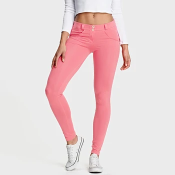 

Melody G1 New Arrival Pink Pants Women Mid Rise Super Comfortable Push Up Pants Butt Lift Fitness Skinny Trousers Mujer
