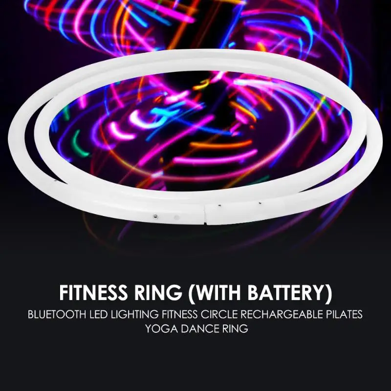 Bluetooth светодиодный светильник Фитнес Круг перезаряжаемый Пилатес Йога Танец кольцо йога круг тренажерный зал фитнес оборудование инструмент с батареей