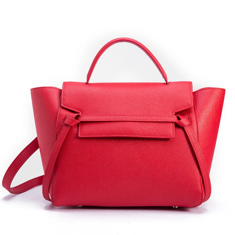 Medium - red Кожаная женская сумка на одно плечо с кожаными крыльями - Цвет: Medium - red