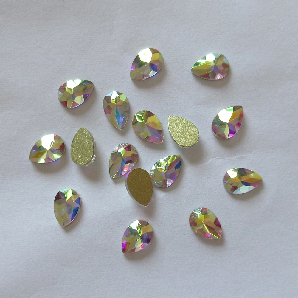 

4x6mm Water drop Flat Back Glue On Non Hot Fix Rhinestones Crystal AB Flatback Non Hotfix 3D Nail Art Crystals Stones Strass