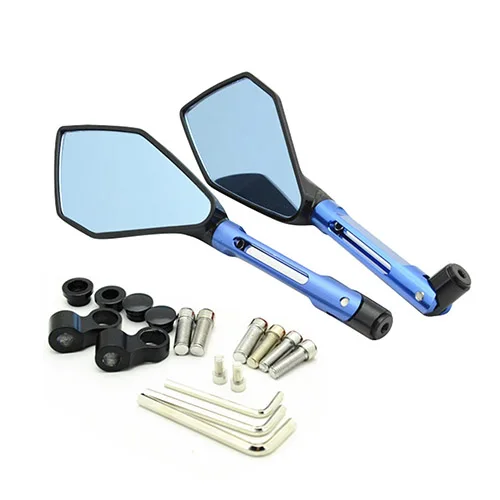 Short Blue CNC алюминиевый руль мотоцикла Зеркала голубое стекло зеркало заднего вида для Honda X-ADV 750 PCX Grom MSX125 SF Vespa - Цвет: Short Blue