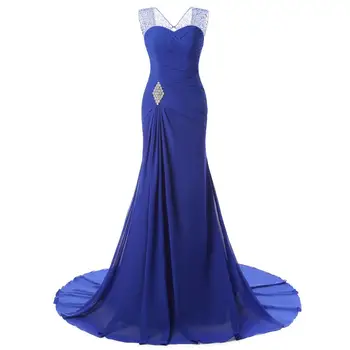 

Elegant Mermaid Pleat Prom Dresses new arrive Sweetheart Cap Sleeves Beaded Chiffon Long Evening Gown Prom Dress
