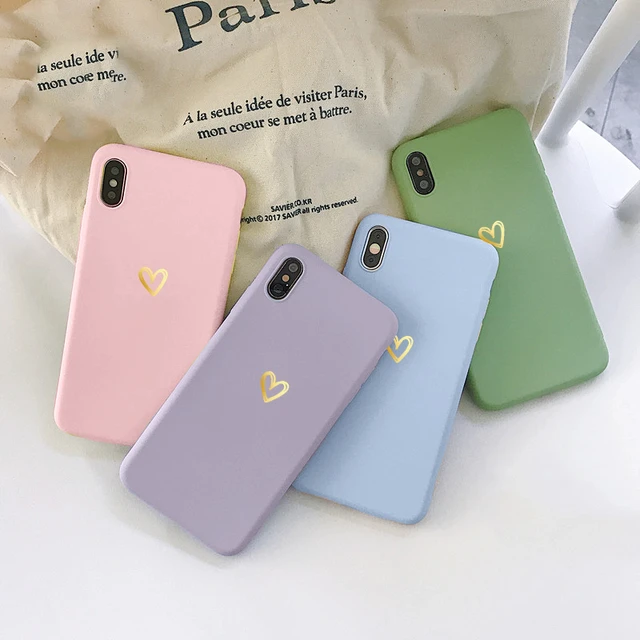 Phone Case For iPhone 7 6 6s 8 X Plus 5 5s SE XR XS Max Candy Color  Silicone Couples Soft Simple Solid Color Fashion Case Cover