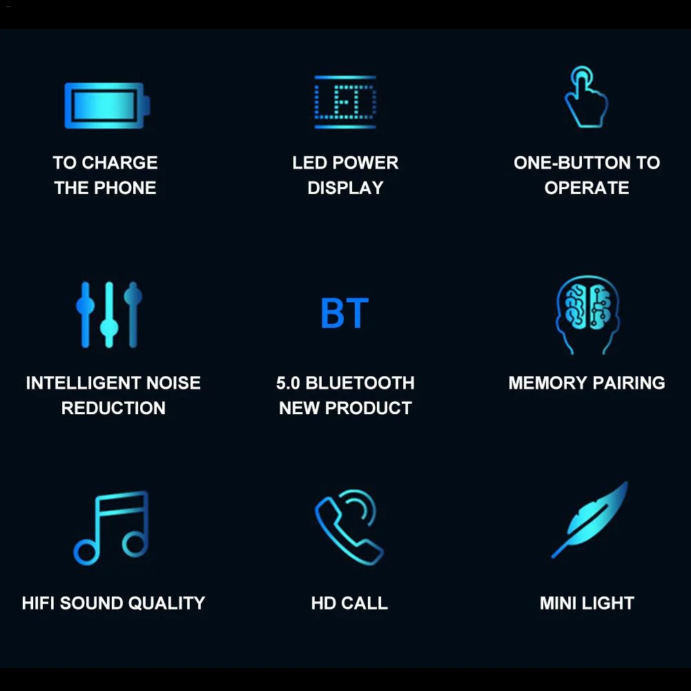 Portable ABS F9 Wireless Bluetooth 5 0 Earpiece Touch Control In Ear Earphone LED Display With Charge Box
