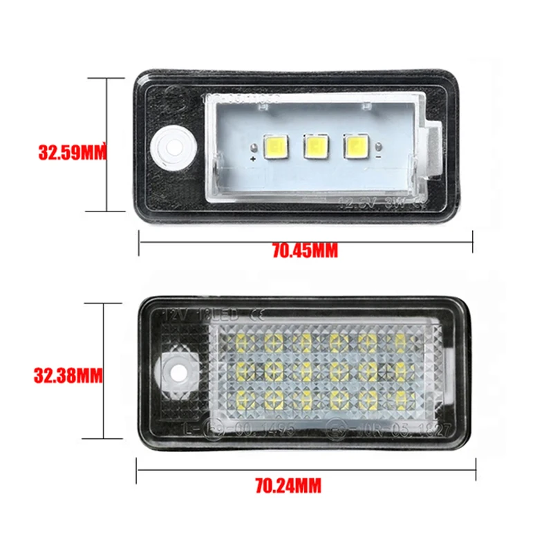 2Pcs No Error LED License Plate Light Number Plate Module Lamps White For Audi Q