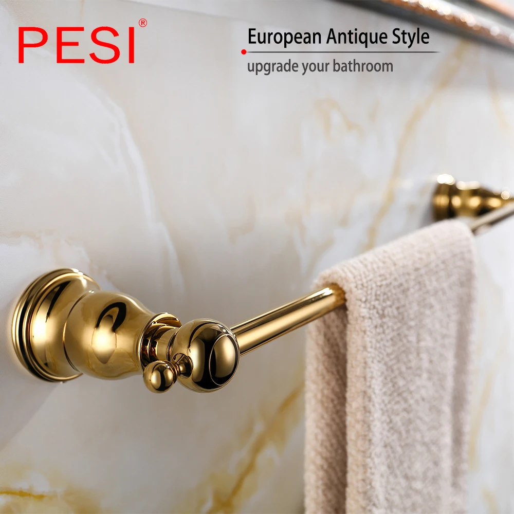 

Towel Rail Rack Bar Shelf Bathroom Accessories Hardware Set Robe Coat Hook Toilet Paper Tissue Holder Toothbrush Holder,Gold.
