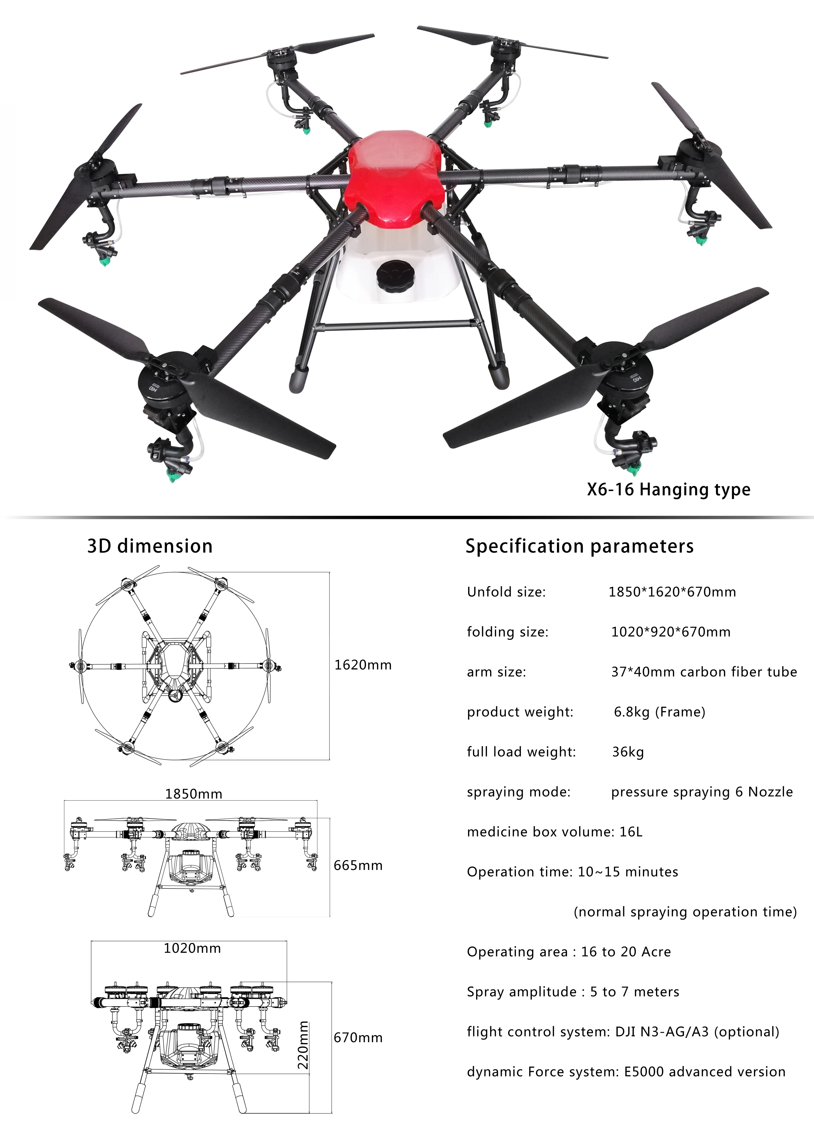 X6-16 сельскохозяйственная защита растений БПЛА 16 кг сельскохозяйственная техника распыления дронов