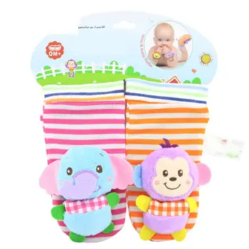 

Baby Rattle Toys Soft Wrist Foot Socks Cute Cartoon Garden Bug Plush Rattle with Ring Bell Educational Toys for 0+ Baby Toys