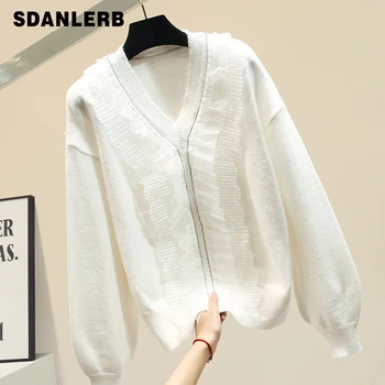 

Lace Panel Pullover Sweater Female Autumn and Winter 2019 New Korean Loose Knit Jacketsweater Sweter Pull Mujer