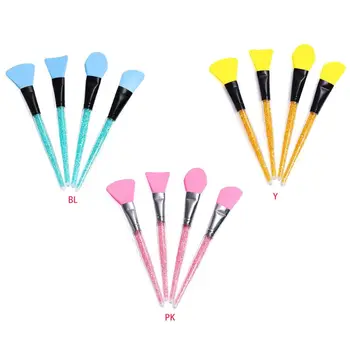 

4Pcs Silicone Makeup Facial Mud Mask Brush with Rhinestone Handle Candy Color DIY Cosmetic Mixing Tool Kit Spatula Applicator