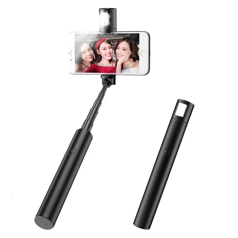 

2019 Ultra Thin Handheld Selfie Stick for Phone Bluetooth Monopod Selfiestick with Light Wireless Bluetooth Shutter Selfie Stick