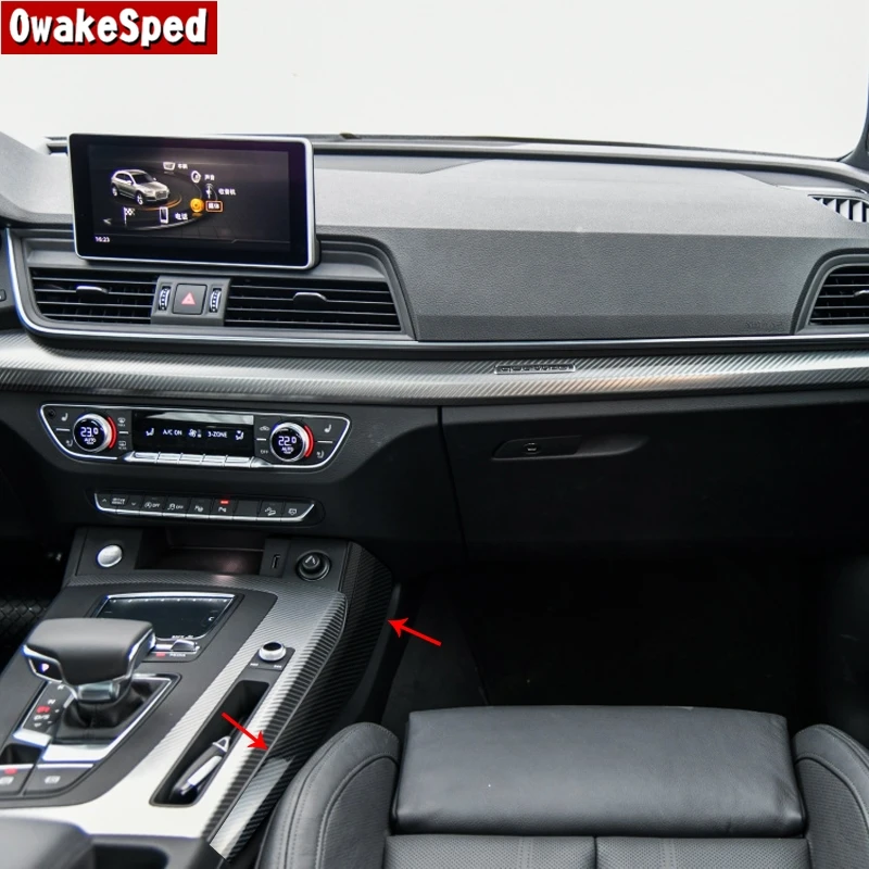 

Carbon Fiber Color Gearshift Both Side Panel Decoration Cover Trim For Audi Q5 FY 2018-2020 LHD Car Styling Interior Accessories