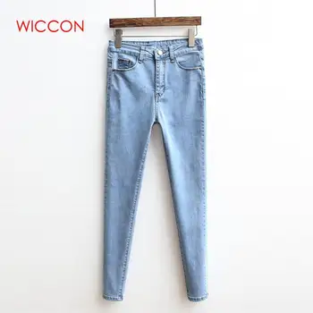 

Jeans Women Autumn Vintage High Waist Jeans Woman Basic Denim Trousers Casual Skinny Solid Pants Clothes Denim Pencil Pants