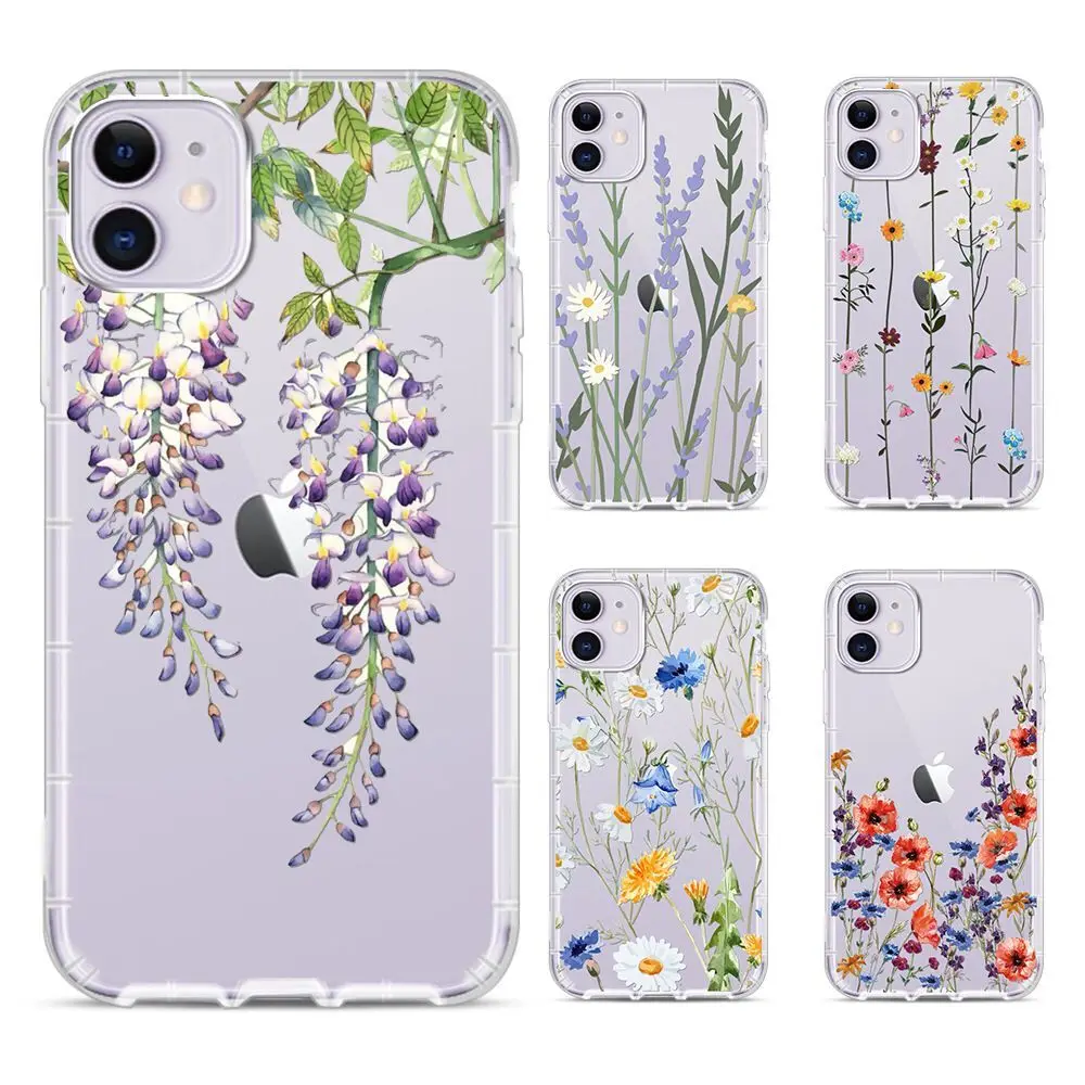 Transparent Cute Flower Case For iPhone 11 Pro Max SE 2020 X XR XS Max 7 8 Plus Soft Silicone Clear Phone Cover Coque Funda Transparent Cute Flower Case For iPhone 11 Pro Max SE 2020 X XR XS Max 7 8 Plus Soft Silicone Clear Phone Cover Coque Funda