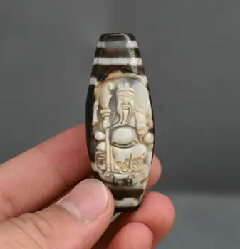 

wedding decoration Rare Tibet Old Agate Dzi Carved Warrior Guan Gong yu God Statue Amulet Pendant