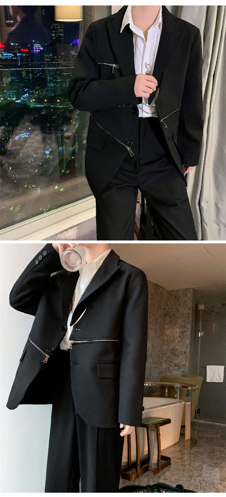Новинка, Мужской дизайнерский повседневный костюм пиджак на молнии, куртка, пальто, мужской японский уличный костюм, верхняя одежда, весна-осень