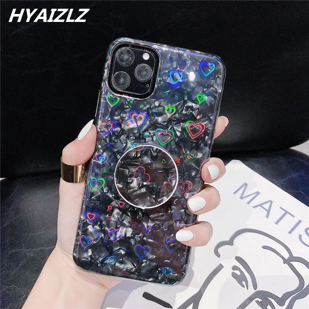 Fashion Colorful Glitter Phone Case for iPhone 11 Pro Max XR XS SE 2020 7 8 Plus Dream Soft TPU Bracket Shell Pattern Love Cover | Мобильные