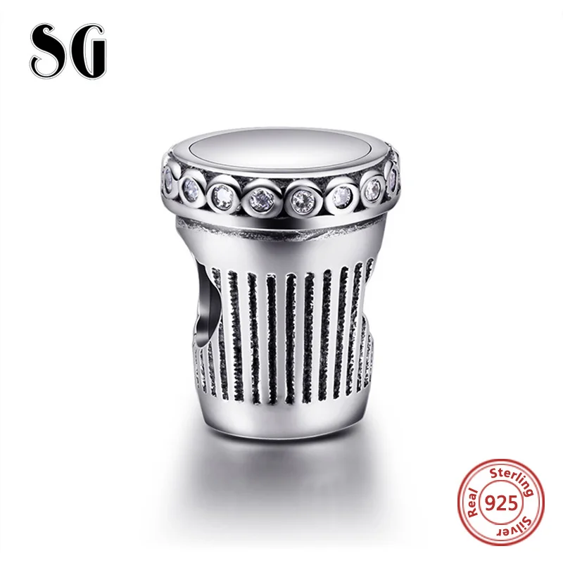 SG Мода белый cz кофейная чашка бусины 925 серебро очаровательные подходят к