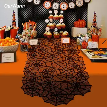 

Halloween Table Decoration Lace Spider Web Table Cloth Spiderweb Tablecloth Halloween Party Horror Props Decoration For Home