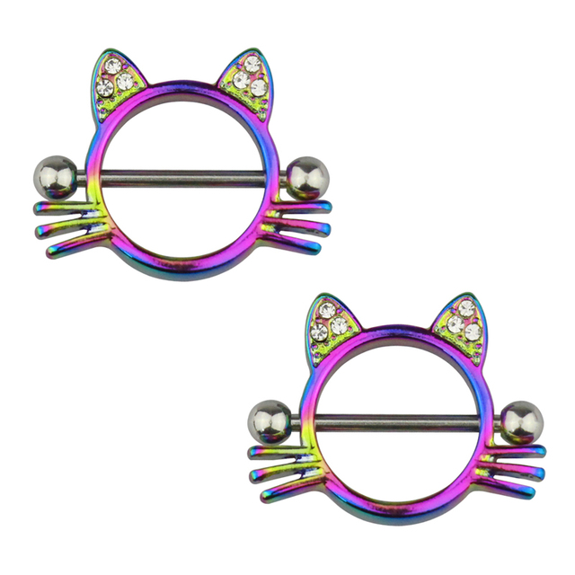 Rabbit Nipple Ring Piercing Barbell Shield Bar Rings Surgical Steel Sexy Adult Game for Women Breast Body Jewelry Gift 14G