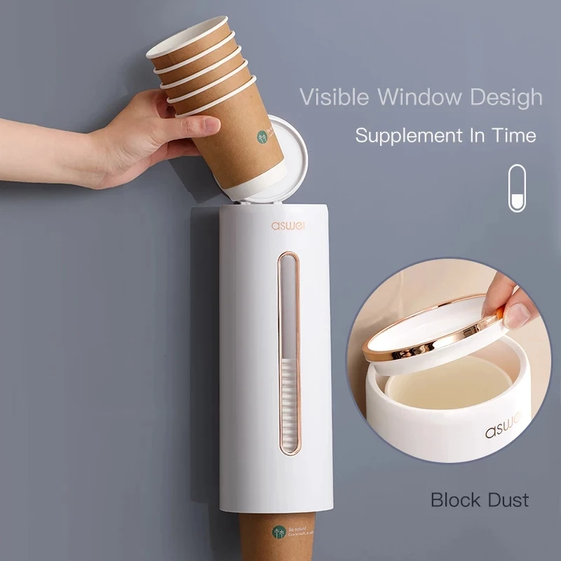1pcDispenser Automatically Drop Cup Remover Wall Mounted Disposable Paper Cups Dispenser Plastic Cup Holder Cups Container
