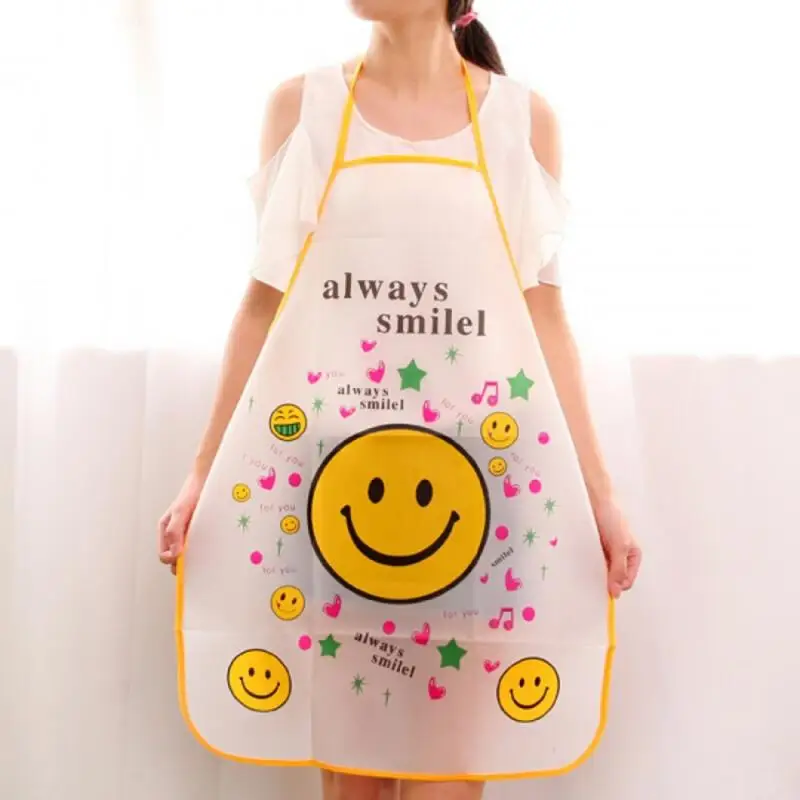 1*Cartoon Apron Sleeveless Waterproof Anti-oil Aprons Creative Women Apron Adjustable PVC Kitchen Cooking Cleaning Accessories