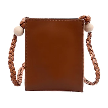 

New 2019 fashion version of the trend of wild color wood beads shoulder bags wild PU Leather portable bucket women bag