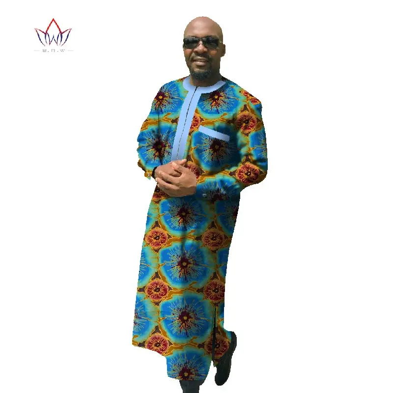 С Африканским принтом, одежда в африканском стиле для Для мужчин большого размера в африканском стиле Костюмы с длинным рукавом халат африканская Дашики традиционные Костюмы WYN70 - Цвет: 15