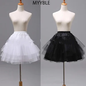 MYYBLE-enaguas cortas blancas o negras para mujer, ropa interior de 3 capas, línea A, para vestido de boda, jupon, cerceau, mariage, baratas, 2022