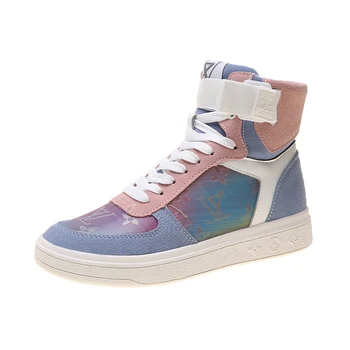 

Sneakers Women 2020 New Autumn Winter High Top Shoes Flats White Sneakers High Quality PU Lace Up Sneakers Moda Mujer